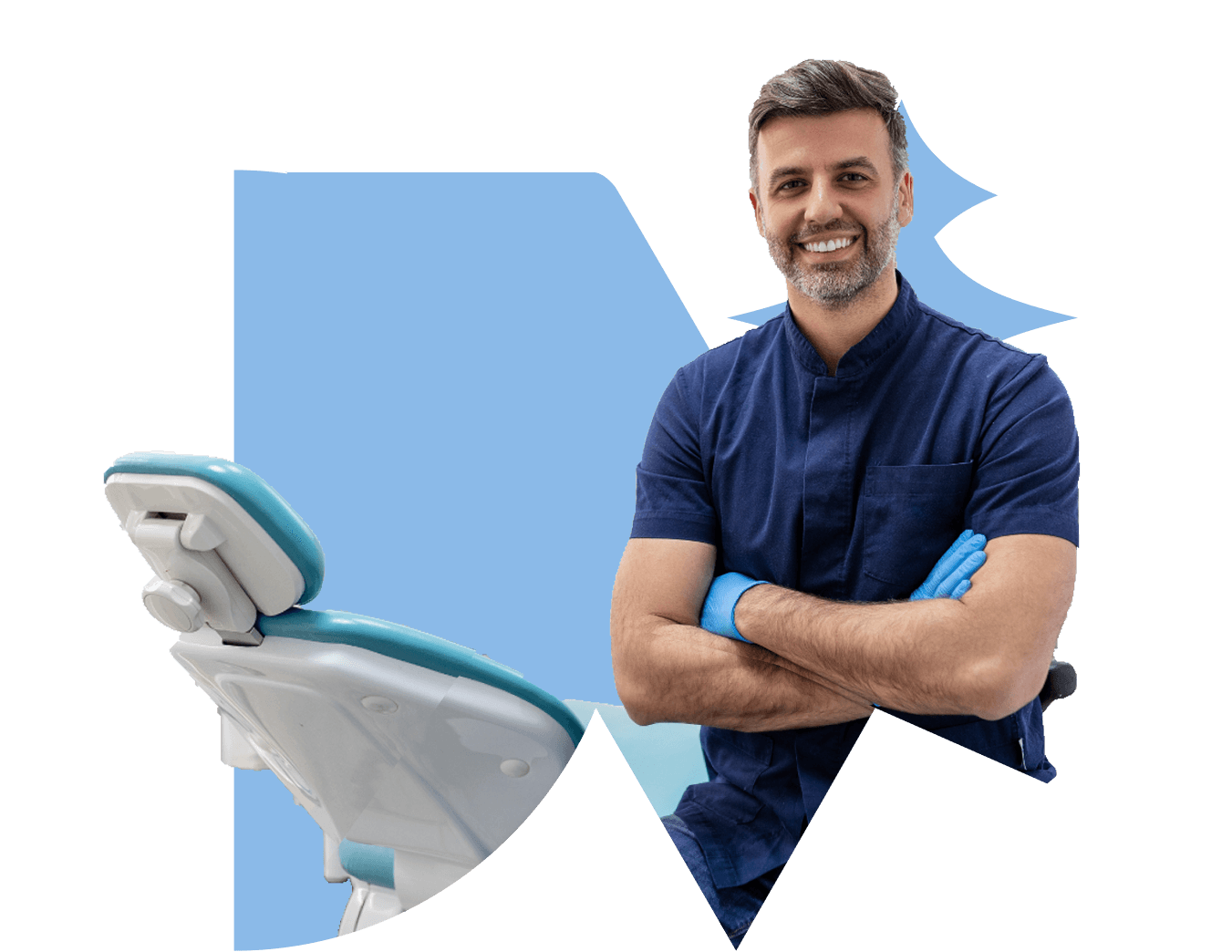 Dentist showcasing dental model